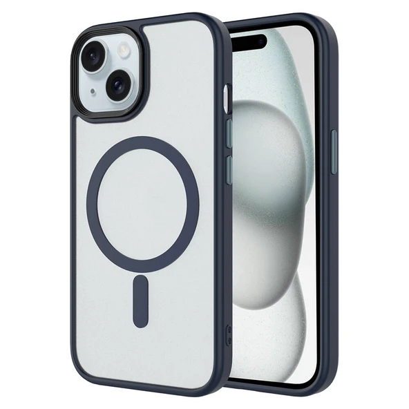 Apple iPhone 13 Kılıf Mat Arka Yüzey Wireless Şarj Özellikli  Flet M-safe Kapak ürün görseli