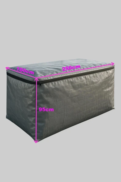 sizenelazım Fermuarlı Gri Su Geçirmez Bahçe Mobilyası Ve Balkon Eşya Koruma Brandası 100cm x 250cm - Resim 2