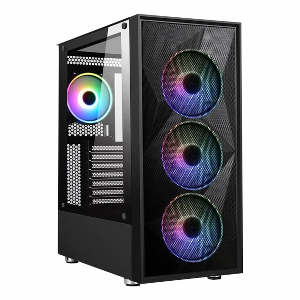 PowerBoost PB-P3509BB 650W 80+ USB 3.2 ARGB ATX Mid Tower Siyah Kasa ürün görseli 1