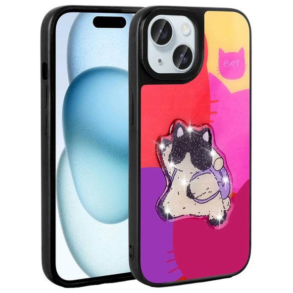 Apple iPhone 13 Kılıf Parlayan Kabartmalı İkonik Figürlü  Amas Silikon Kapak ürün görseli