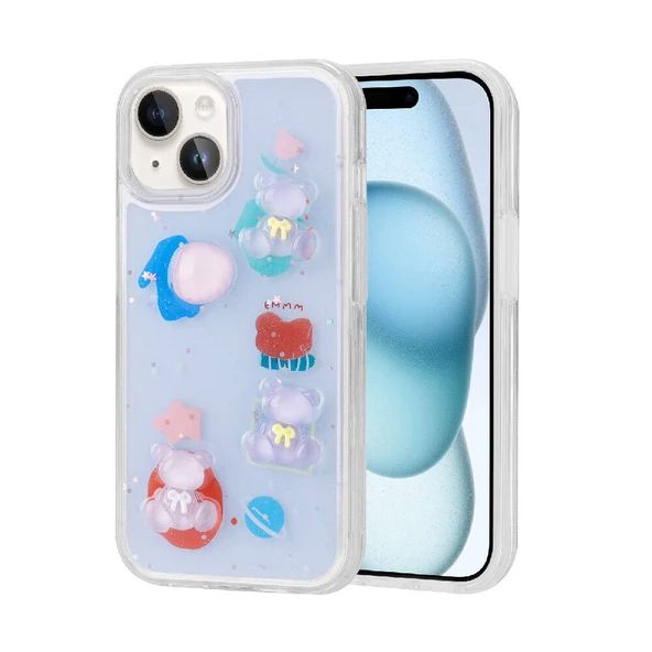 Apple iPhone 13 Kılıf Kabartma Figürlü Parlak  Minimini Silikon Kapak ürün görseli