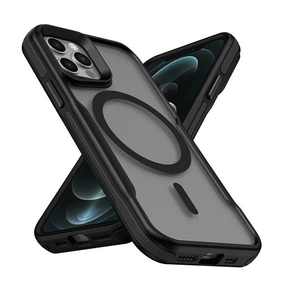 Apple iPhone 12 Pro Max Kılıf M-safe Şarj Özellikli Renkli Kenar Airbag Şeritli  Lamer Kapak - Resim 2