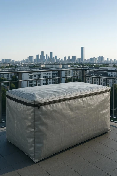 sizenelazım Fermuarlı Gri Su Geçirmez Bahçe Mobilyası Ve Balkon Eşya Koruma Brandası 100cm x 350cm ürün görseli