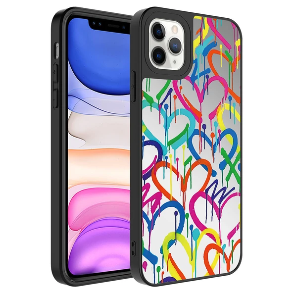 Apple iPhone 11 Pro Kılıf Aynalı Desenli Kamera Korumalı Parlak  Mirror Kapak - Resim 2