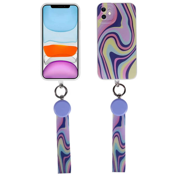 Apple iPhone 11 Kılıf Desenli El Askılı İpli  Arte Silikon Kapak ürün görseli
