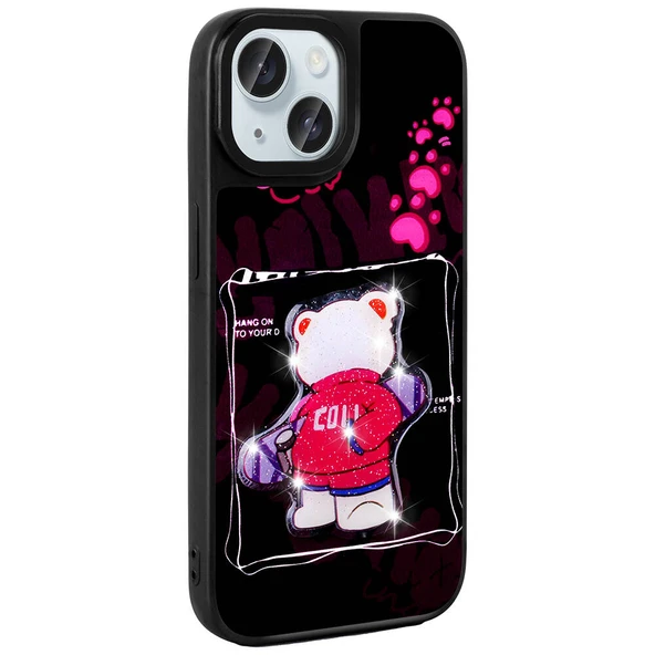 Apple iPhone 13 Kılıf Parlayan Kabartmalı İkonik Figürlü  Amas Silikon Kapak - Resim 5