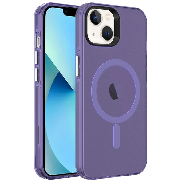 Apple iPhone 13 Kılıf  M-safe Şarj Özellikli Buzlu Transparan C-Pro Sert Kapak ürün görseli