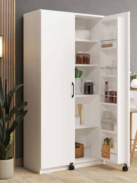 Kuzeylife Novensa Çok Amaçlı Erzak-Kiler Dolabı İki Kapaklı Beyaz