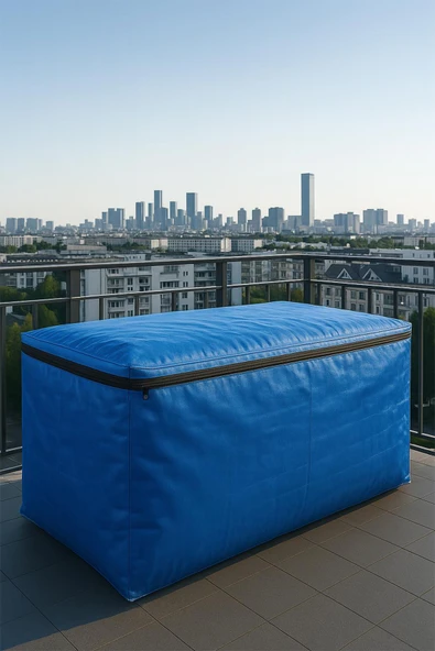 sizenelazım Fermuarlı Mavi Su Geçirmez Bahçe Mobilyası Ve Balkon Eşya Koruma Brandası 100cm x 250cm ürün görseli