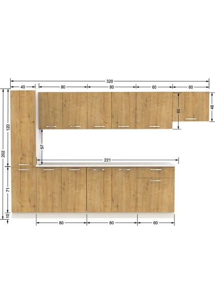 T Designo Arzu Hazır Mutfak Dolabı Kiler Dahil 320 cm Tezgah Dahil - Resim 4