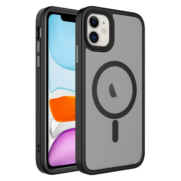 Apple iPhone 11 Kılıf Mat Arka Yüzey Wireless Şarj Özellikli  Flet M-safe Kapak ürün görseli