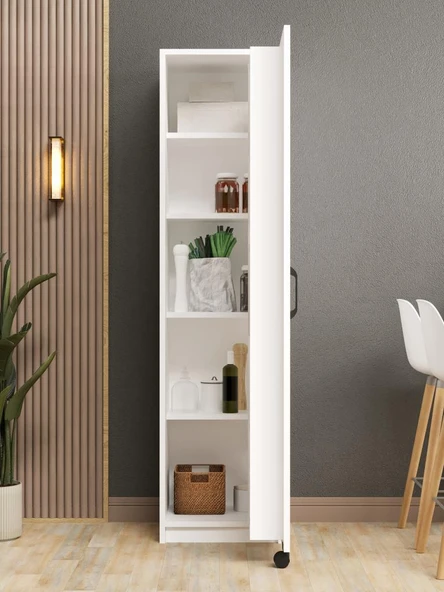 Kuzeylife Novens Çok Amaçlı Erzak-Kiler Dolabı Tek Kapaklı Beyaz - Resim 4