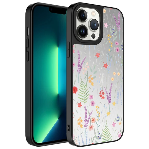 Apple iPhone 13 Pro Max Kılıf Aynalı Desenli Kamera Korumalı Parlak  Mirror Kapak ürün görseli