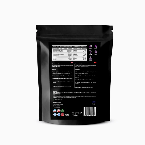 WWP Collagen & Glucosamine, Kolajen & Glukozamin Destek Tozu . 300g . Kavun Aromalı. - 2
