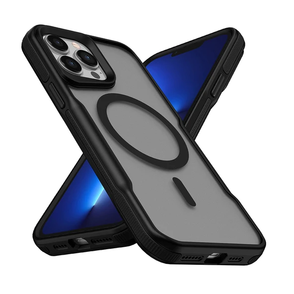 Apple iPhone 13 Pro Kılıf M-safe Şarj Özellikli Renkli Kenar Airbag Şeritli  Lamer Kapak ürün görseli