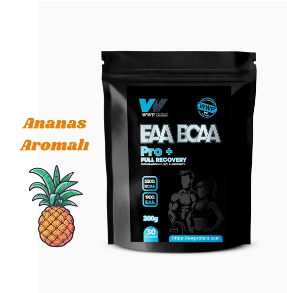 WWP EAA BCAA Pro+ Full Recovery, Tam İyileşme Dayanıklılık + Kas + Bağışıklık . 300g . Ananas Aromalı. - 1