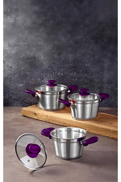 Etna Colour 6 Parça Bakalit Kulplu Paslanmaz Çelik Tencere Seti ürün görseli