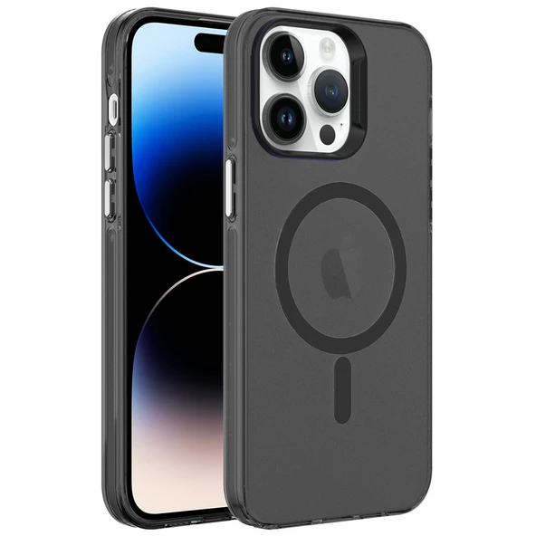 Apple iPhone 14 Pro Max Kılıf  M-safe Şarj Özellikli Buzlu Transparan C-Pro Sert Kapak ürün görseli