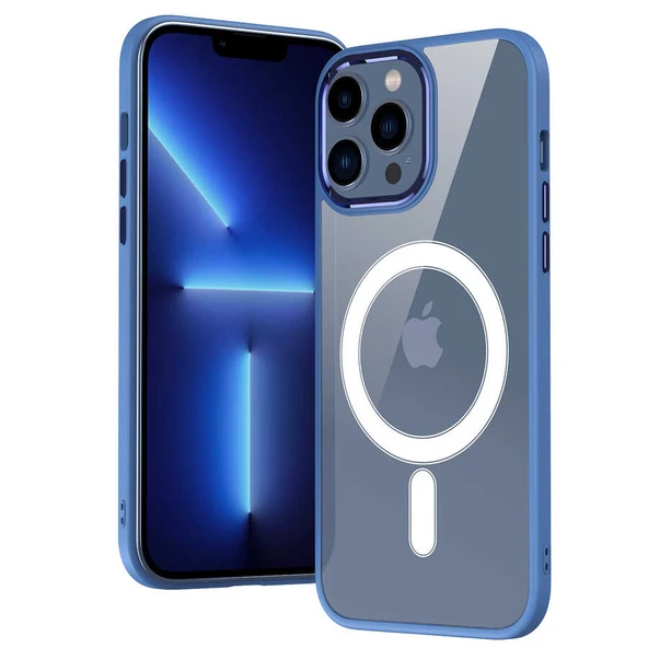 Apple iPhone 14 Kılıf Wireless Şarj Özellikli  Krom M-safe Silikon Kapak - Resim 3