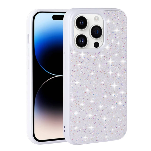 Apple iPhone 14 Pro Max Kılıf Parlak Taşlı Tasarım  Pırlanta Kapak - Resim 3