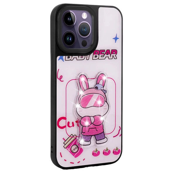 Apple iPhone 14 Pro Max Kılıf Parlayan Kabartmalı İkonik Figürlü  Amas Silikon Kapak - Resim 5