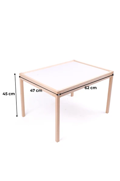 Montessori Çocuk Ahşap Etkinlik Masası Seti, 2 Sandalyeli - 6