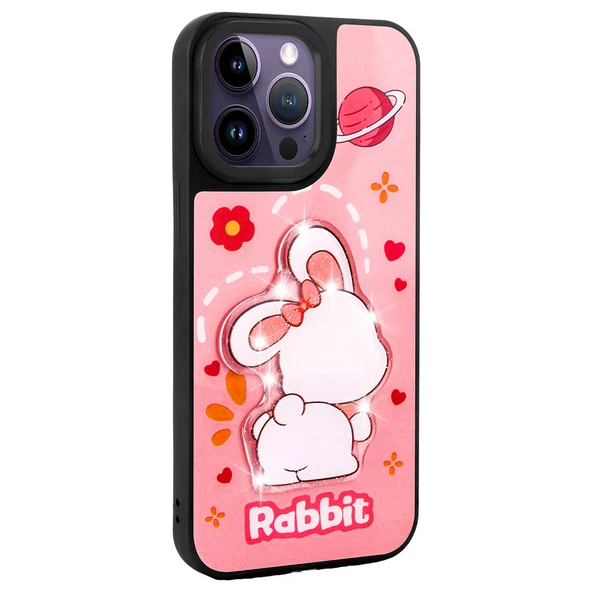 Apple iPhone 14 Pro Kılıf Parlayan Kabartmalı İkonik Figürlü  Amas Silikon Kapak - Resim 7