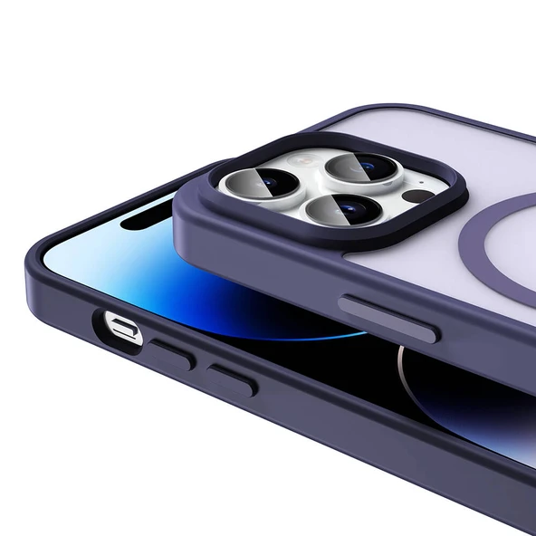 Apple iPhone 14 Pro Max Kılıf M-safe Şarj Özellikli Mat Arka Yüzey  Sio Kapak - Resim 7