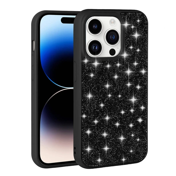 Apple iPhone 14 Pro Kılıf Parlak Taşlı Tasarım  Pırlanta Kapak - Resim 3