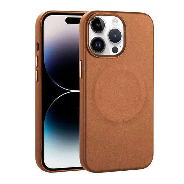 Apple iPhone 14 Pro Max Kılıf PU Deri M-safe Wireless Şarj Özellikli  Derix Kapak ürün görseli
