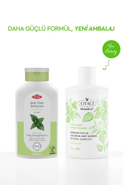 Otacı Botanics Yağlanma Karşıtı Bakım Isırgan Otu ve Salisilik Asit İçeren Bitkisel Şampuan 375 ml ürün görseli 1