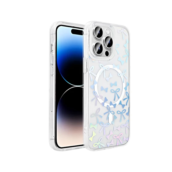 Apple iPhone 14 Pro Kılıf M-Safe Şarj Özellikli Şeffaf  Folk Sert Kapak ürün görseli