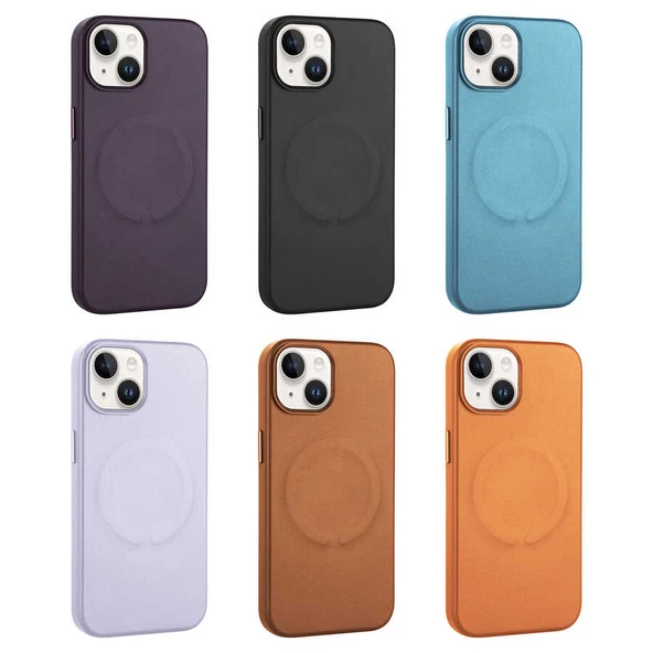 Apple iPhone 14 Plus Kılıf PU Deri M-safe Wireless Şarj Özellikli  Derix Kapak - Resim 3