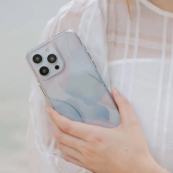 Apple iPhone 14 Kılıf Dalgalı Çizgi Desenli Coehl Palette Kapak - Resim 5