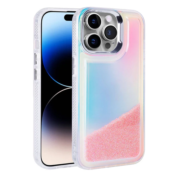 Apple iPhone 14 Pro Max Kılıf Airbagli Renkli Arka Yüzey Boncuk Tasarımlı  Kumul Kapak - Resim 2