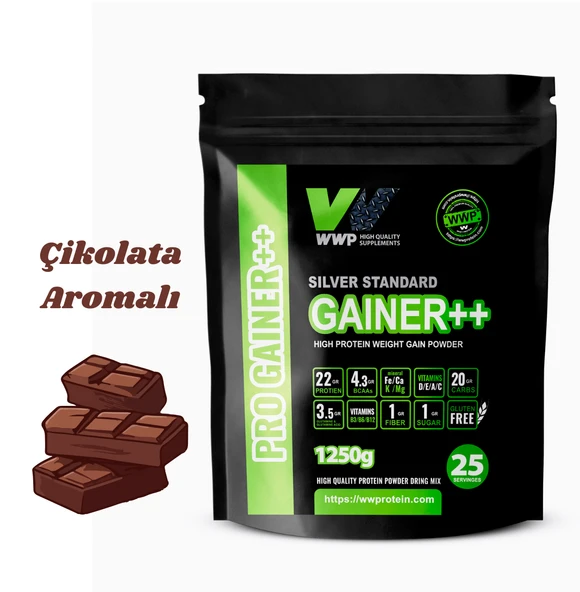 WWP Pro Gainer++ . Silver Standard . 1250g . Çikolata Aromalı. - 1