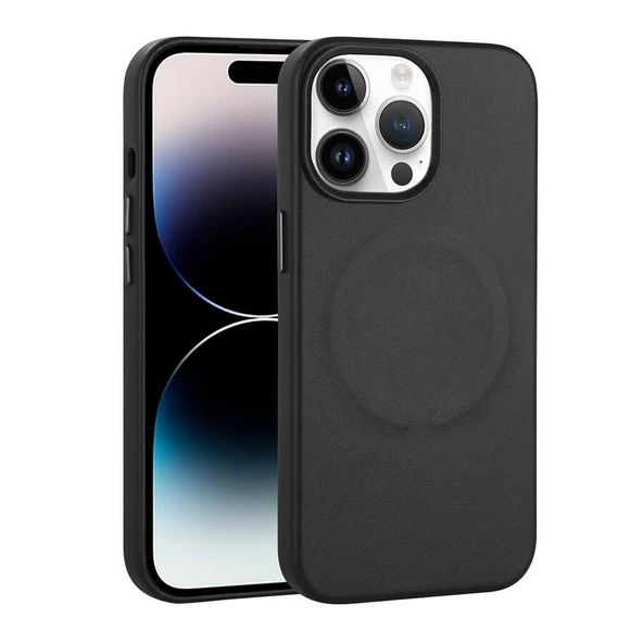 Apple iPhone 14 Pro Kılıf PU Deri M-safe Wireless Şarj Özellikli  Derix Kapak ürün görseli