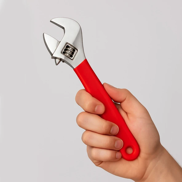 Kurbacık İngiliz Anahtarı 8 İnç 19.5 cm Profesyonel Ayarlı Anahtar Çelik Gövde Ergonomik Sap Vidalı - Resim 3