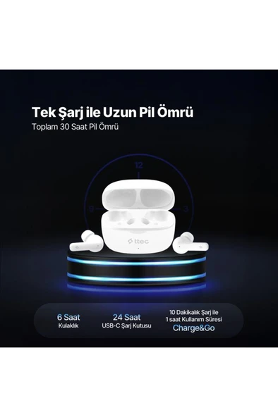 Ttec AirBeat Pro ANC Gerçek Kablosuz TWS Bluetooth Kulaklık 2KM154 - Resim 4