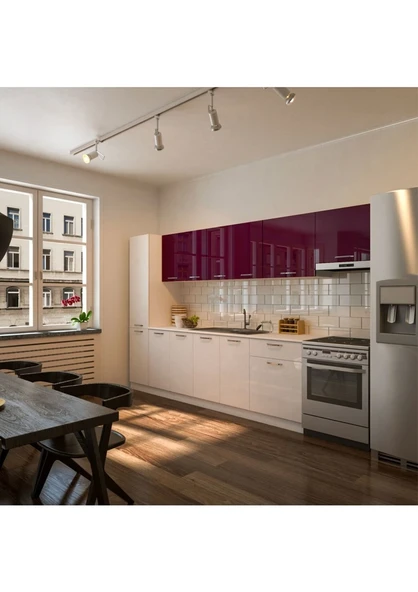 T Designo Uraz Hazır Mutfak Dolabı Kiler Dahil 320 Cm Tezgah Dahil - Resim 2