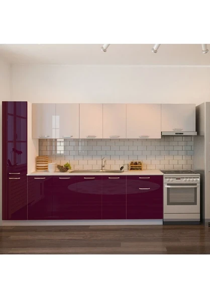 T Designo Verda Hazır Mutfak Dolabı Kiler Dahil 320CM Tezgah Dahil