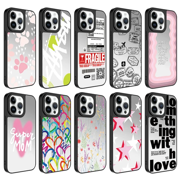 Apple iPhone 14 Pro Max Kılıf Aynalı Desenli Kamera Korumalı Parlak  Mirror Kapak - Resim 3