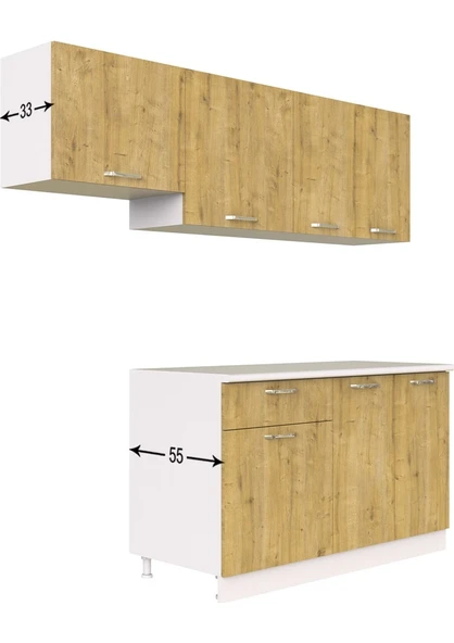 T Designo Ipek Hazır Mutfak Dolabı 200 cm Safir Meşe Tezgah Dahil - 4
