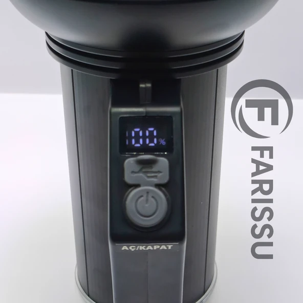 EVERTON RT-698 Şarjlı LED Projektör Fener - 50W Güç, 2000M Menzil ve Powerbank Özelliği - 6