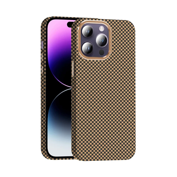 Apple iPhone 14 Pro Max Kılıf M-safe Şarj Özellikli Karbon Fiber Görünümlü  Gros Kapak ürün görseli