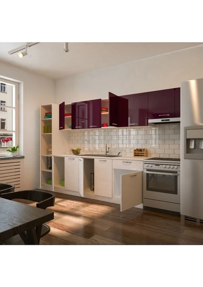 T Designo Uraz Hazır Mutfak Dolabı Kiler Dahil 320 Cm Tezgah Dahil - Resim 3