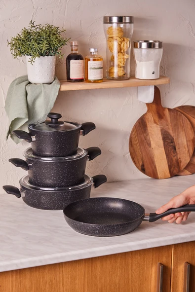 Defne Biogranit V2 7 Parça Tencere Seti Black - 3