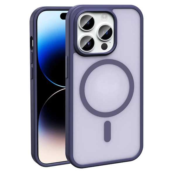 Apple iPhone 14 Pro Kılıf M-safe Şarj Özellikli Mat Arka Yüzey  Sio Kapak - Resim 2