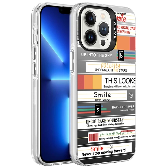 Apple iPhone 13 Pro Kılıf Desenli  Silver Sert Kapak ürün görseli