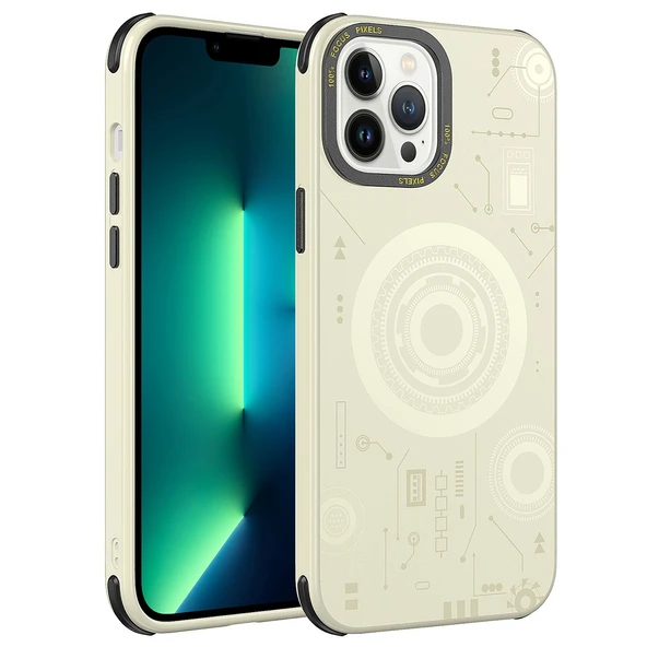 Apple iPhone 13 Pro Max Kılıf  Wireless Şarj Özellikli Desenli Hot Kapak ürün görseli